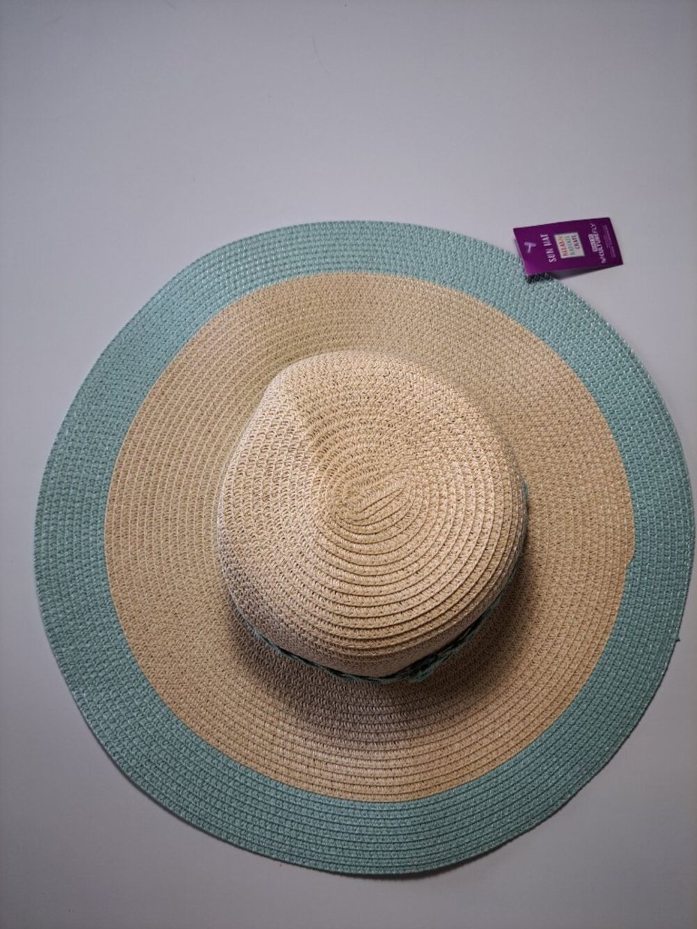 New Culturefly Wide Brim Sun Derby Hat Two-Tone Straw Hat Braided Accent Band - Picture 3 of 12